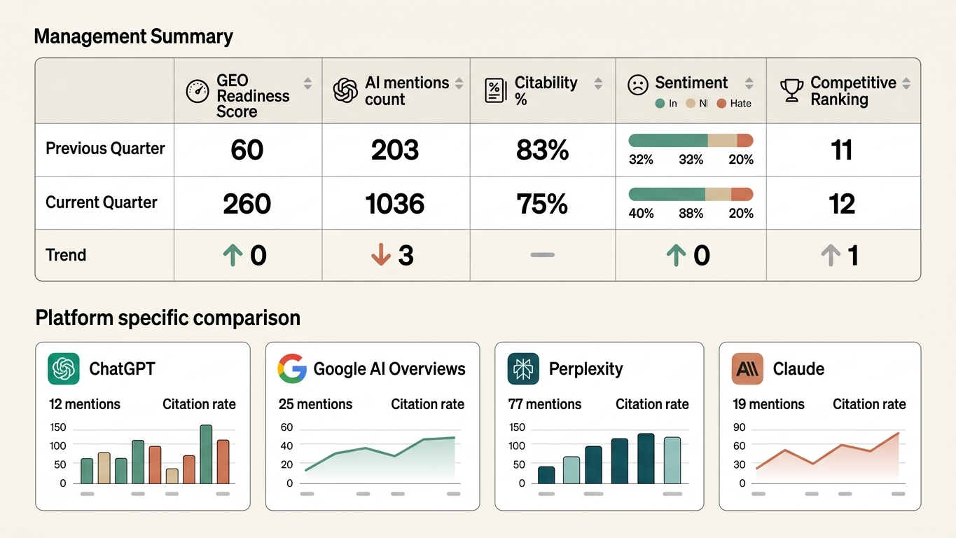 Quarterly business review template voor GEO-prestaties: grip op uw AI-zichtbaarheid